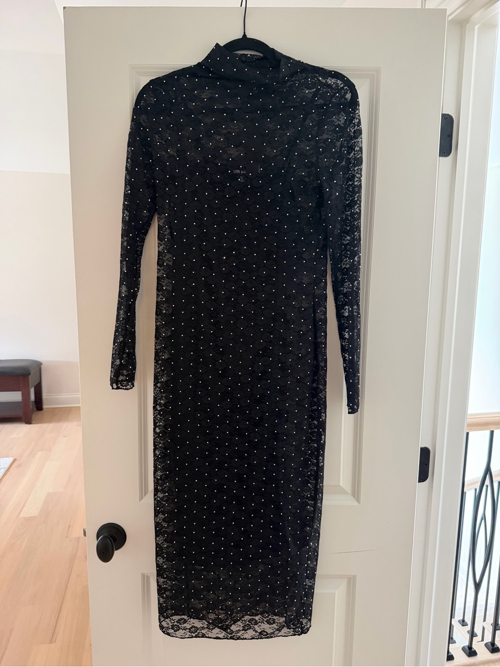 Steve Madden Black Lace Rhinestone Dress Medium